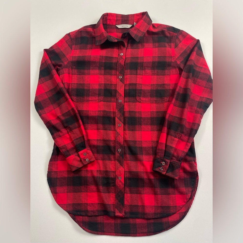 Athleta “Lumberjill” Red & Black Plaid Flannel Shirt S - Cozy Cabincore Fall